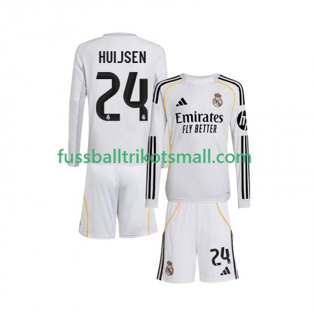 Fußballtrikots Real Madrid Huijsen 24 Kinder 2025-2026 Langarm Heimtrikotsatz kaufen